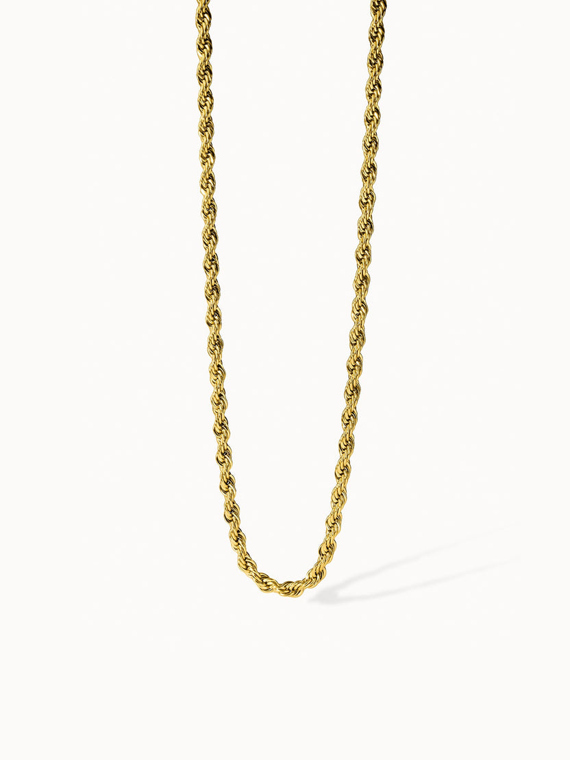 PURELEI Vintage Kette in vergoldetem Edelstahl mit glänzender Kordel, clean & elegant für zeitlose Looks