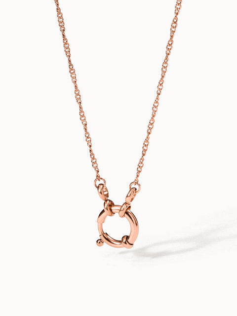 PURELEI Lokahi Charm Kette in Roségold, filigrane Kette mit rundem Charm-Verschluss, elegant und dezent, nickelfrei.