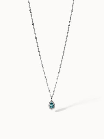 Bellezza Kette von PURELEI mit blauem Tropfen-Schmuckstein, Edelstahl, edel und feminin, klare Ästhetik, nickelfrei.