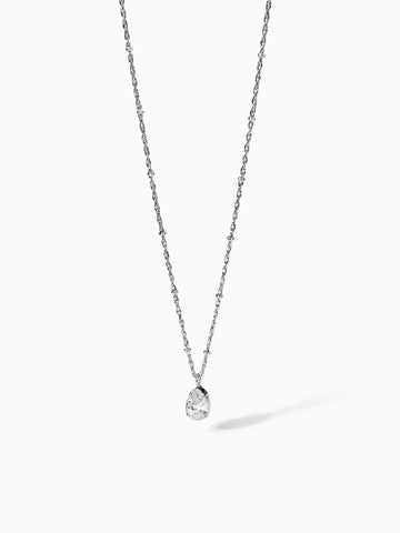 Felice Kette von PURELEI mit weißem Zirkonia-Tropfen, nickelfrei, feingliedrige Edelstahlkette, zeitlose Eleganz.