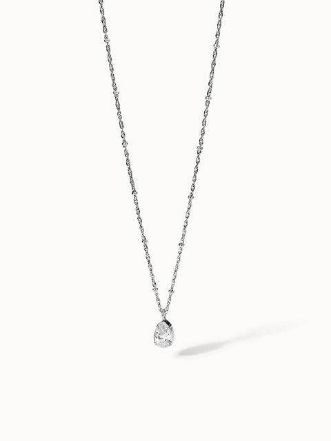 Felice Kette von PURELEI mit weißem Zirkonia-Tropfen, nickelfrei, feingliedrige Edelstahlkette, zeitlose Eleganz.