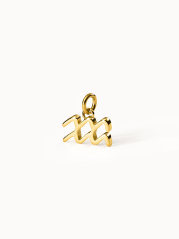 Wassermann Zodiac Charm aus 18K Gold Edelstahl, klar und elegant vor hellem Hintergrund von PURELEI