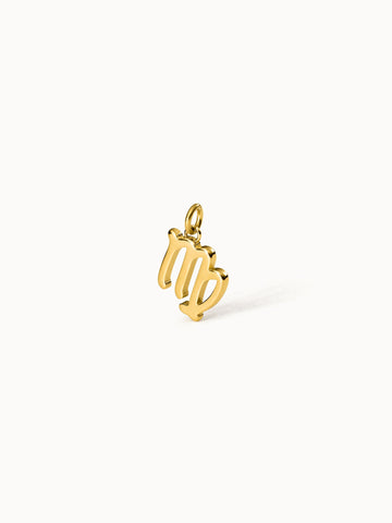 Jungfrau Zodiac Charm in 18K Gold, glänzend und elegant, symbolisiert Sternzeichen, PURELEI feminine Ästhetik.