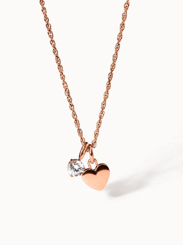 PURELEI Brave Kette in Roségold mit Herz- und Zirkonia-Anhänger, filigran und elegant, nickelfrei und allergenfreundlich.