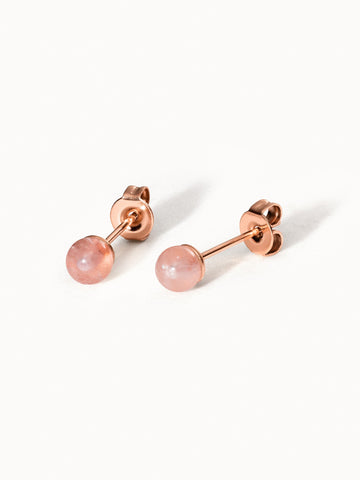 Roségoldene Ohrringe mit rosa Stein, elegant und feminin – PURELEI.
