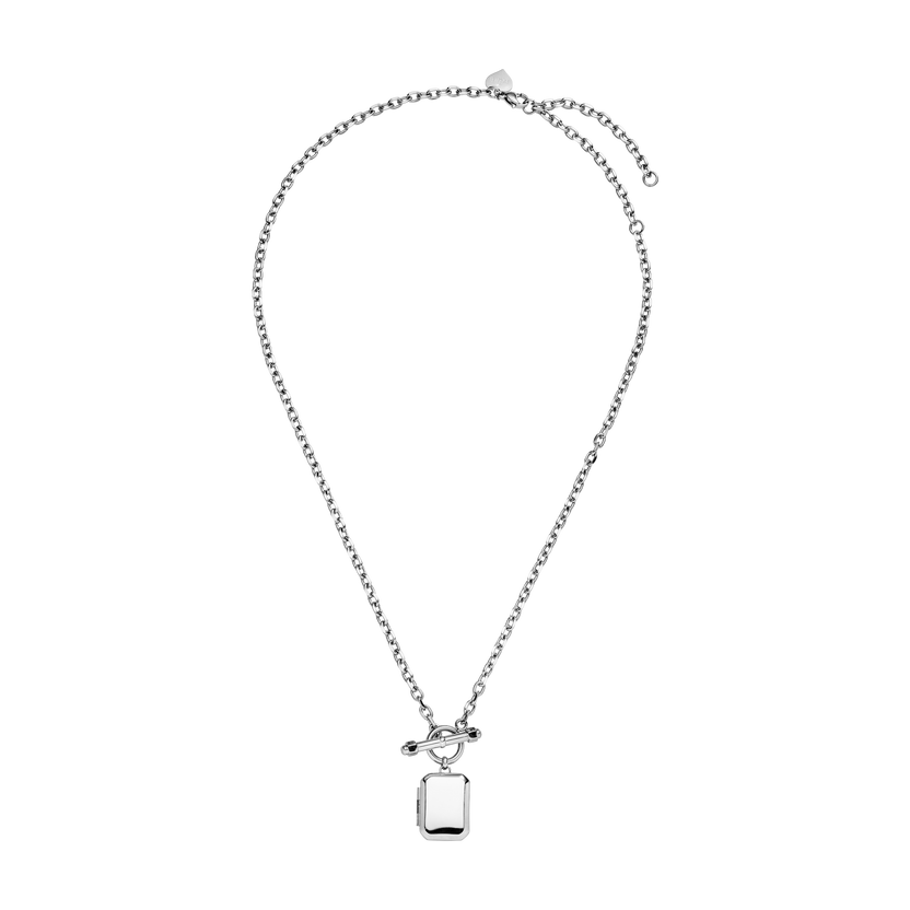 Silberne Kette mit quadratischem Anhänger, elegant und modern, von PURELEI.