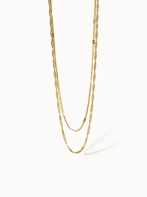 Authentische PURELEI Kette aus goldfarbenem Schmuck mit feiner Drehstruktur, elegant und zeitlos gestaltet.