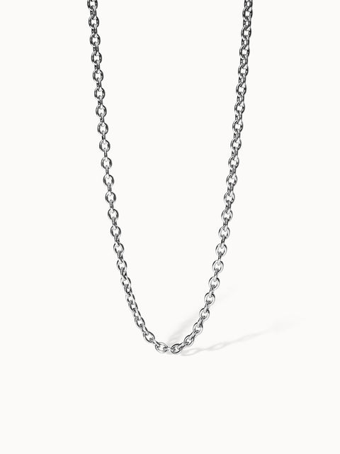 PURELEI Share Aloha Kette aus nickelfreiem Silber mit schlichter Gliederstruktur, zeitlos und elegant.