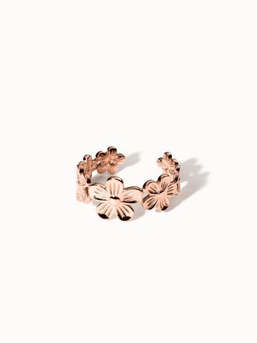 PURELEI Blooming Ring Roségold mit filigranen Blüten, nickelfrei und femininer Insel-Spirit, klar und elegant.