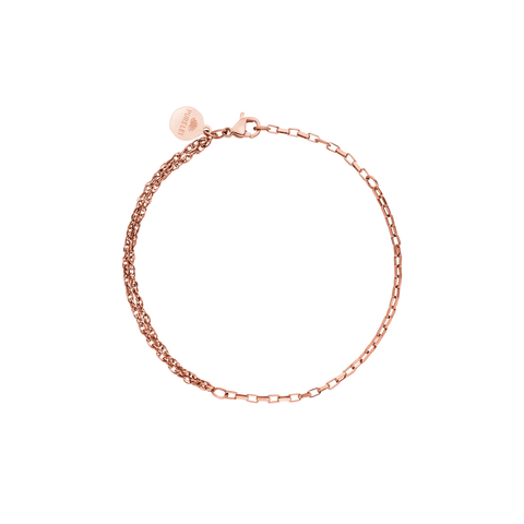 PURELEI Kumu O Mix Armband aus rosévergoldetem Edelstahl, zart, schlicht und elegant mit feinem Gliederdesign.