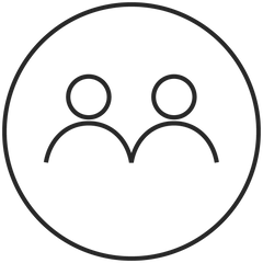 Symbol von zwei stilisierten Personen im Kreis, PURELEI inspiriert.
