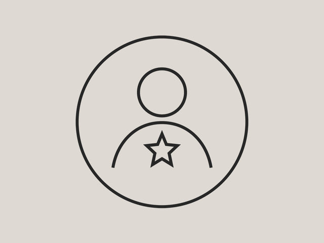 Minimalistisches Icon einer Person mit Stern, PURELEI inspiriert.