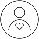 Minimalistisches PURELEI-Icon mit Herzsymbol, symbolisiert Selbstliebe und Aloha-Spirit.