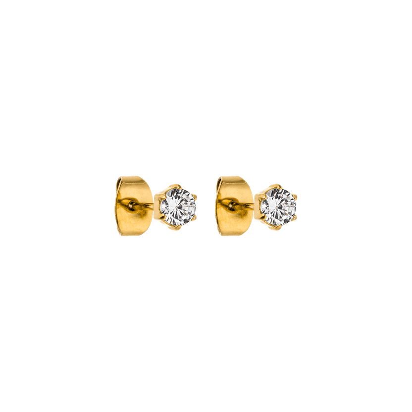 Goldene Ohrringe mit funkelnden Kristallen, PURELEI, elegant und feminin.