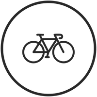 Schlichtes Fahrrad-Icon in Schwarz, symbolisiert Freiheit und Abenteuer – PURELEI.