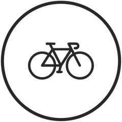 Schlichtes Fahrrad-Icon in Schwarz, symbolisiert Freiheit und Abenteuer – PURELEI.