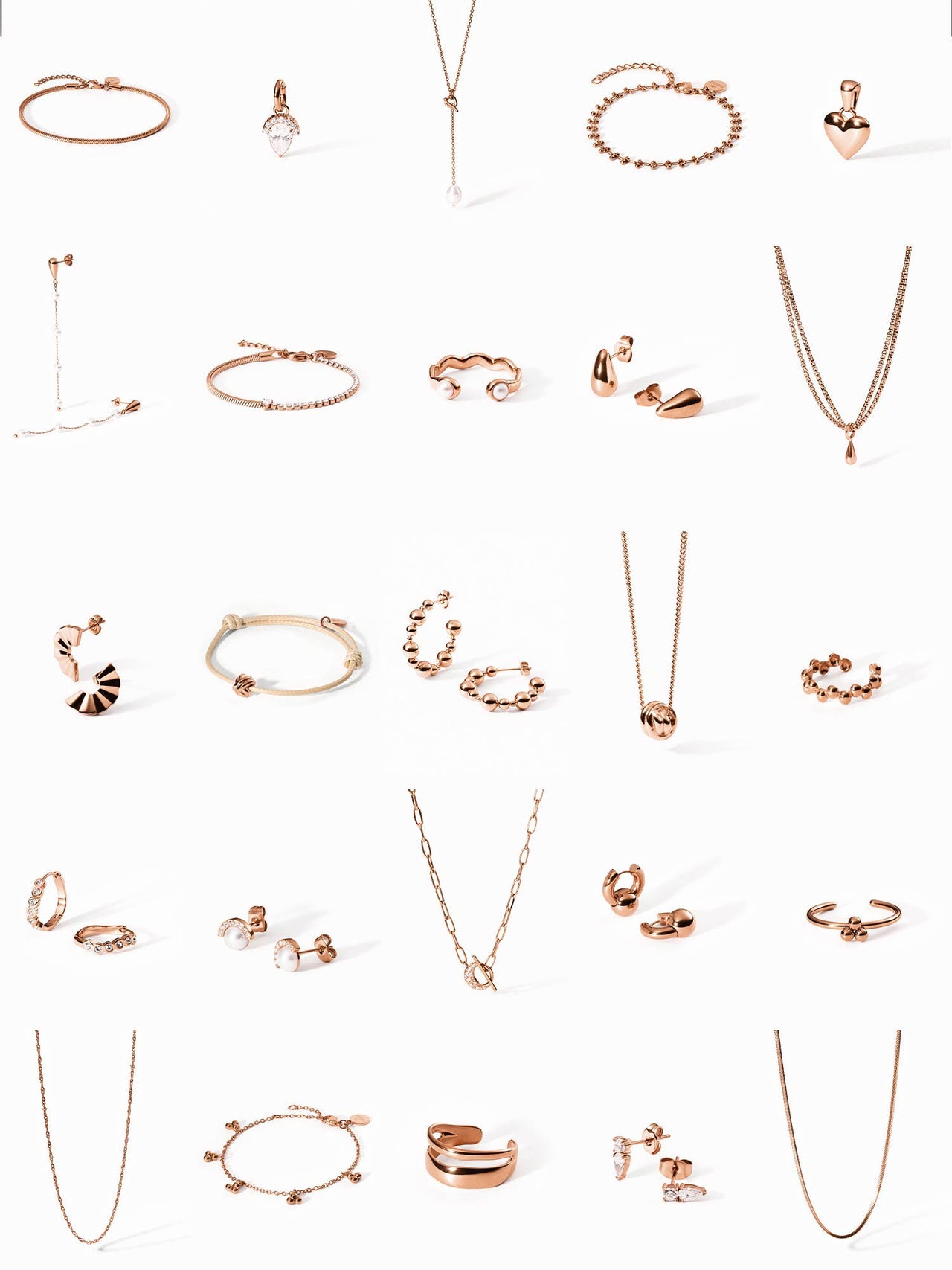 Vielfältige roségoldene Schmuckstücke von PURELEI, elegant und feminin.