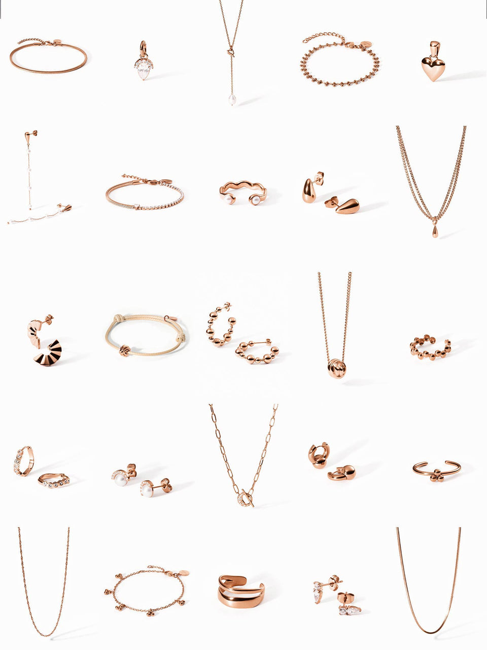 Vielfältige roségoldene Schmuckstücke von PURELEI, elegant und feminin.