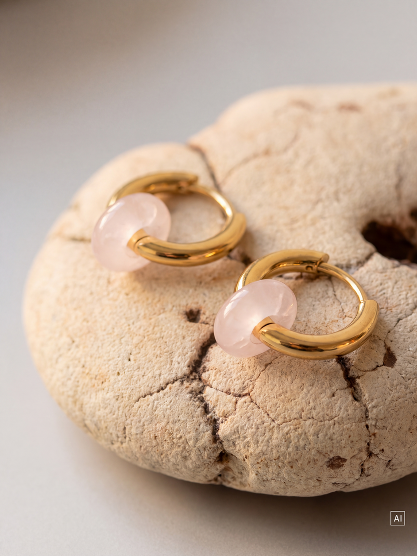 Rosenquartz Hoops