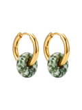 Green Dot Jasper Hoops