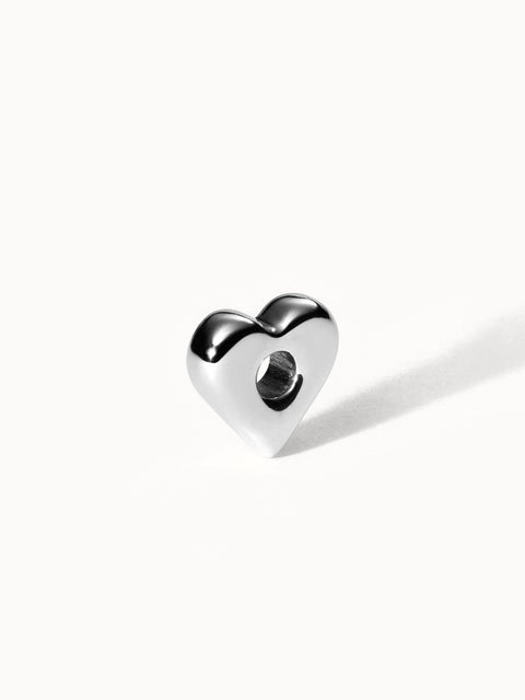 PURELEI Lei Herz Bubble Charm aus nickelfreiem, silberfarbenem Edelstahl mit sanfter Herzform und strahlendem Glanz