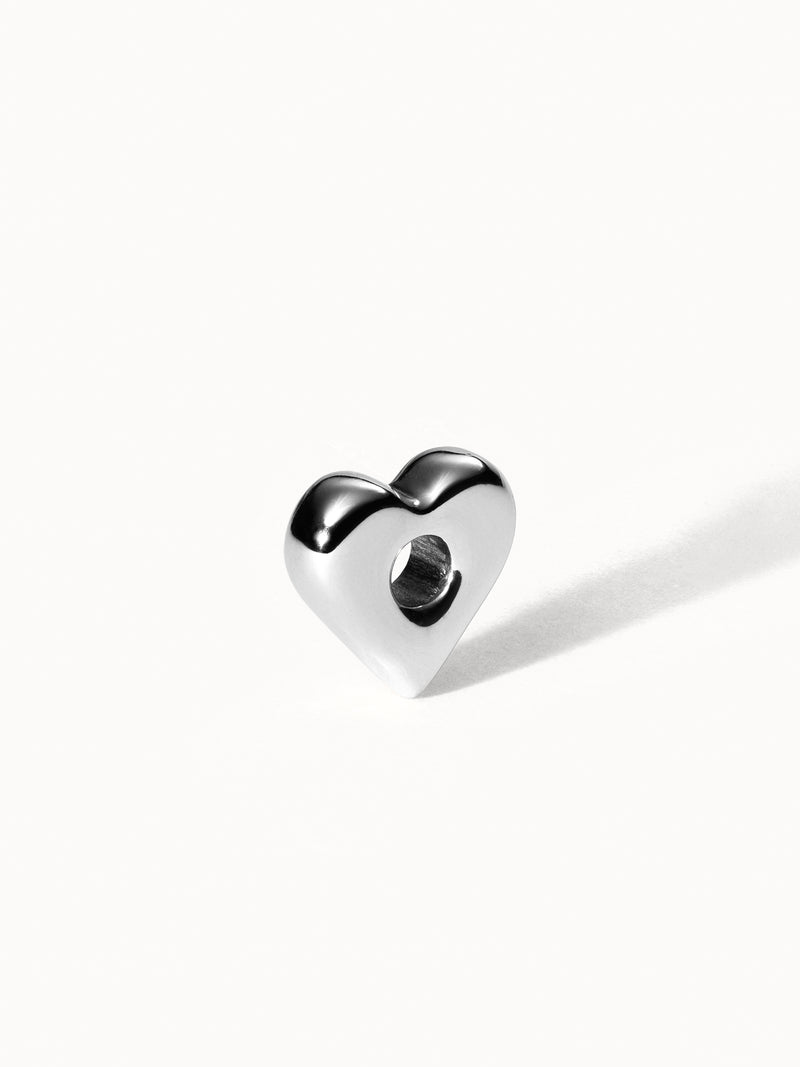 PURELEI Lei Herz Bubble Charm aus nickelfreiem, silberfarbenem Edelstahl mit sanfter Herzform und strahlendem Glanz