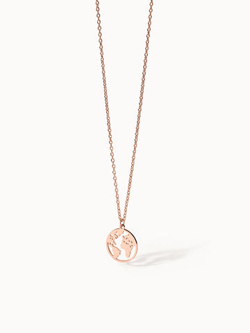 PURELEI World Map Kette in Roségold mit filigranem Weltkarten-Anhänger, elegant und feminin, perfekt für Reisegefühle.