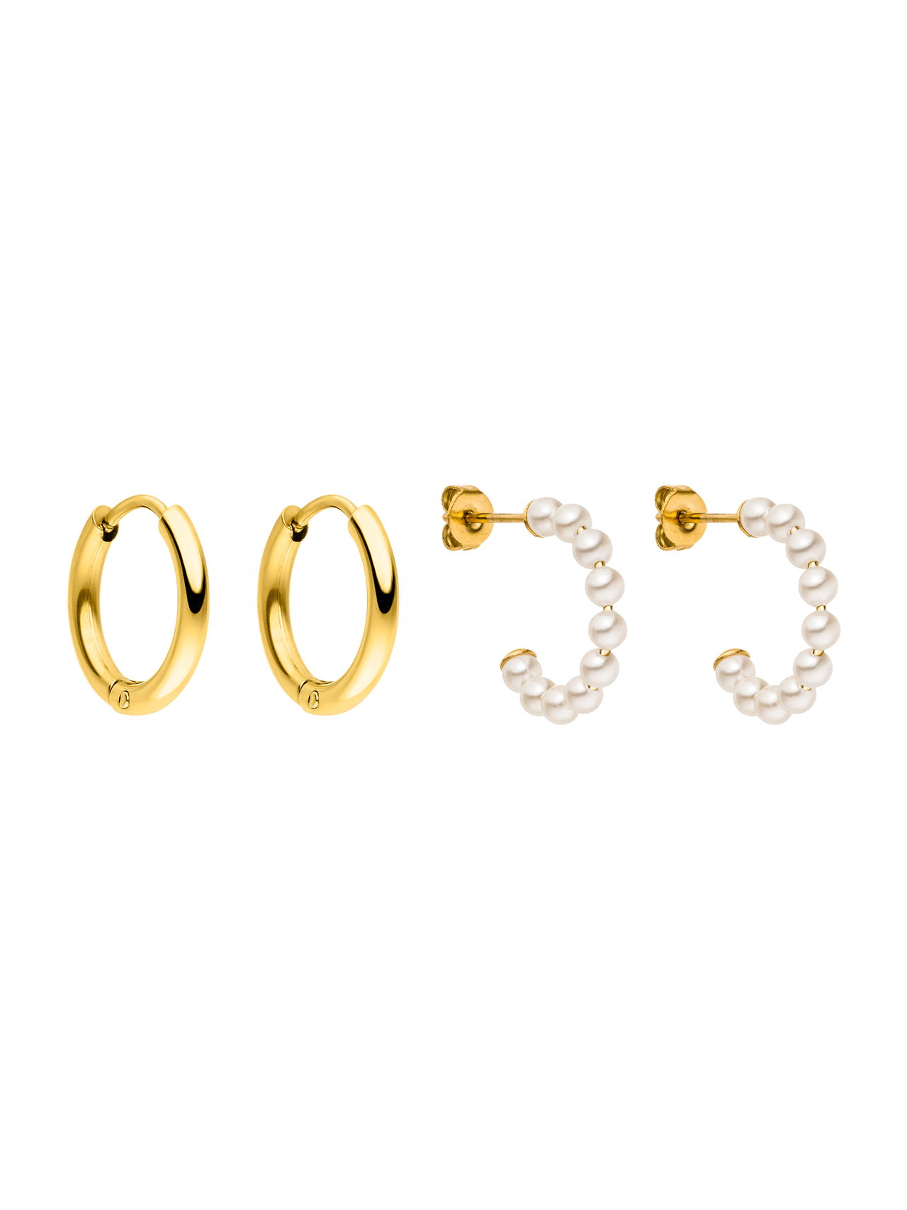 Pearl And Hoop Ohrring Set