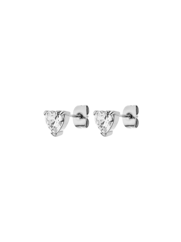 White Heart Earrings
