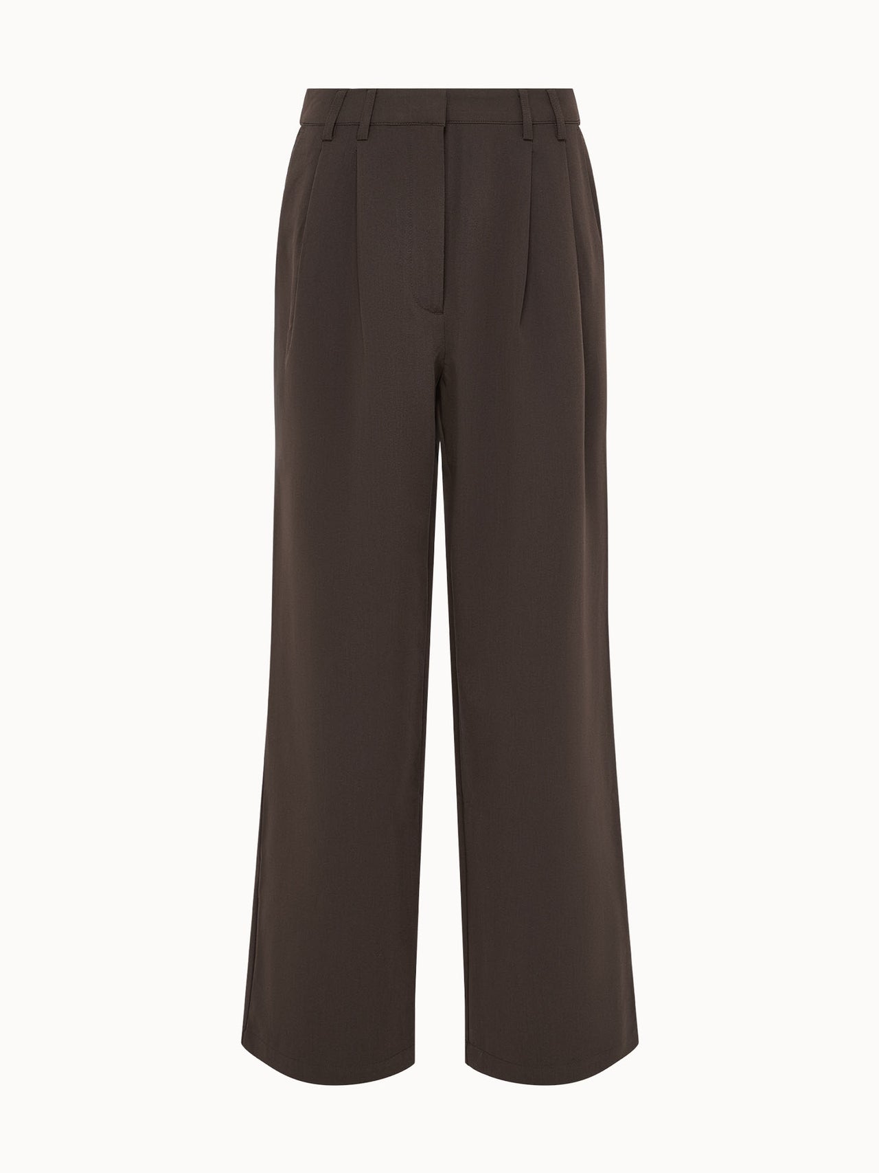 Elegante, braune Hose mit weitem Schnitt und Falten, inspiriert von PURELEI.