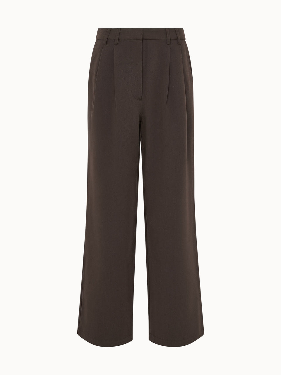 Elegante, braune Hose mit weitem Schnitt und Falten, inspiriert von PURELEI.