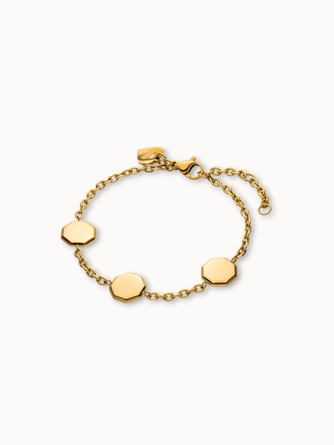 Goldenes Armband mit oktagonalem Design von PURELEI, elegant und modern.