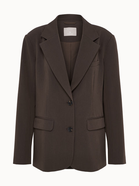 Dunkelbrauner Blazer aus hochwertigem Material, elegant und zeitlos, von PURELEI.