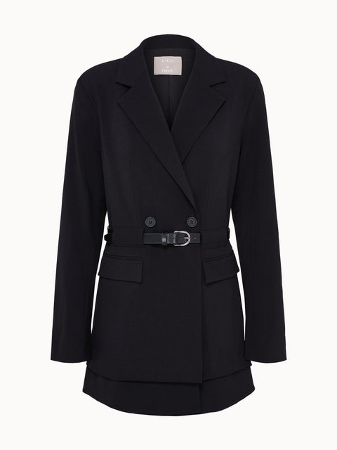 Eleganter schwarzer Blazer mit Gürtel von PURELEI, modern und feminin.
