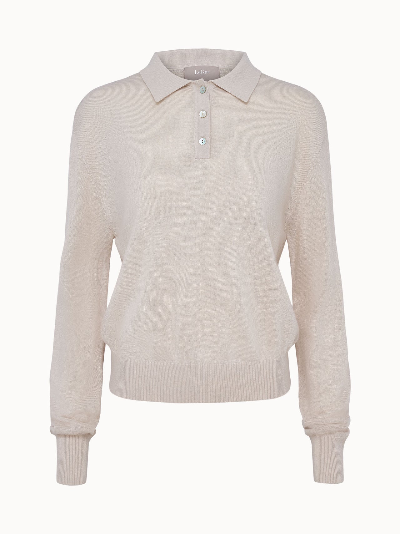 Beige Pullover mit Kragen und Knöpfen, weich und elegant, von PURELEI.