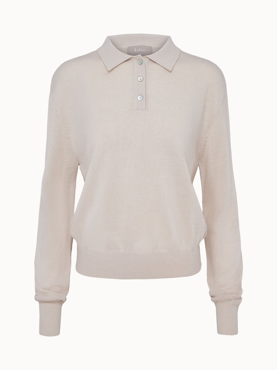 Beige Pullover mit Kragen und Knöpfen, weich und elegant, von PURELEI.
