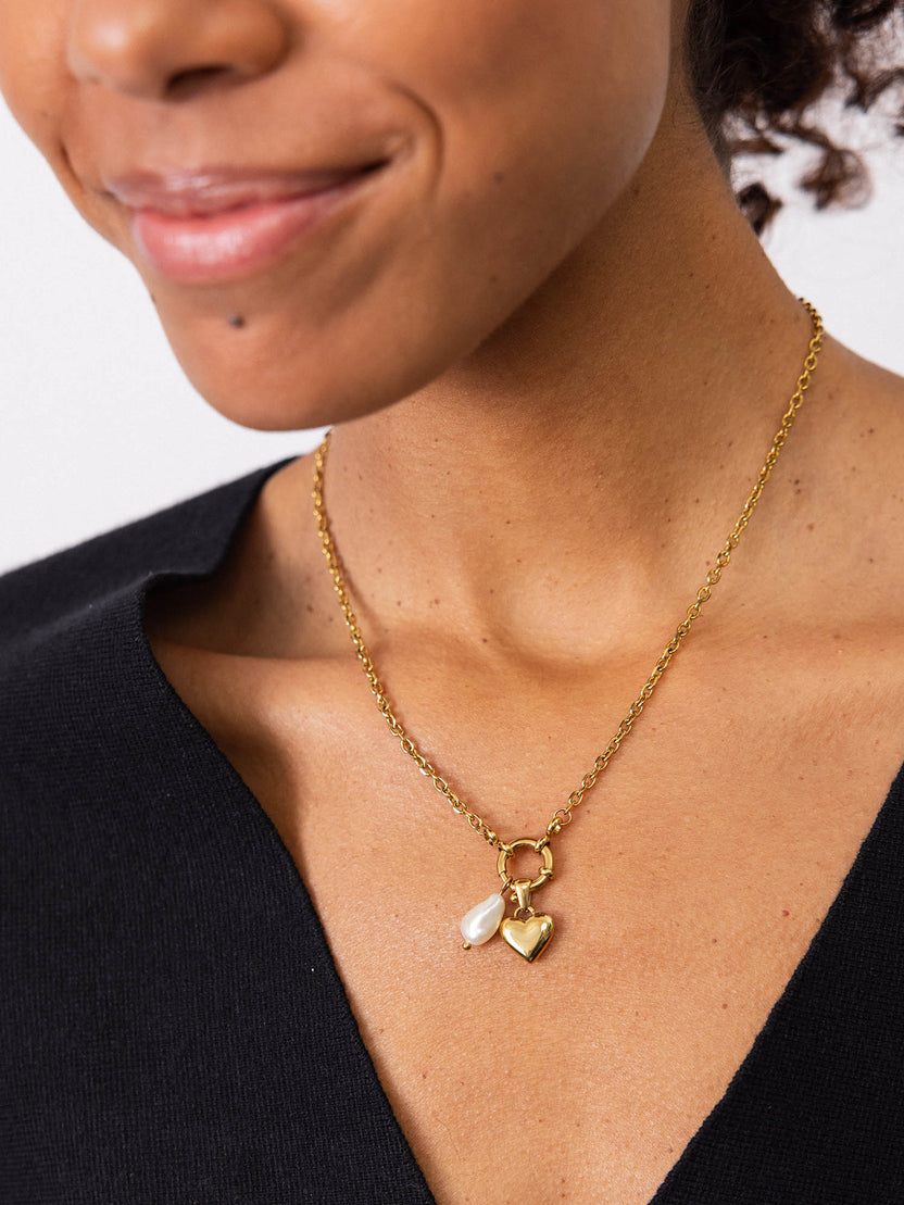 Pearl and Heart Charm Set