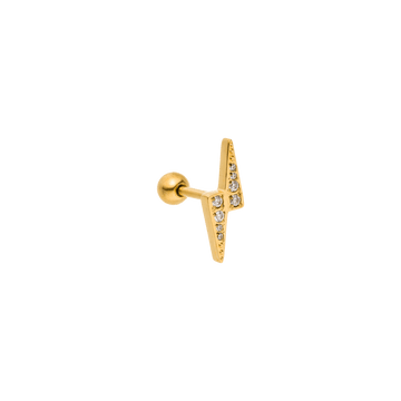 Goldener Ohrring mit funkelnden Steinen, PURELEI, elegant und modern.
