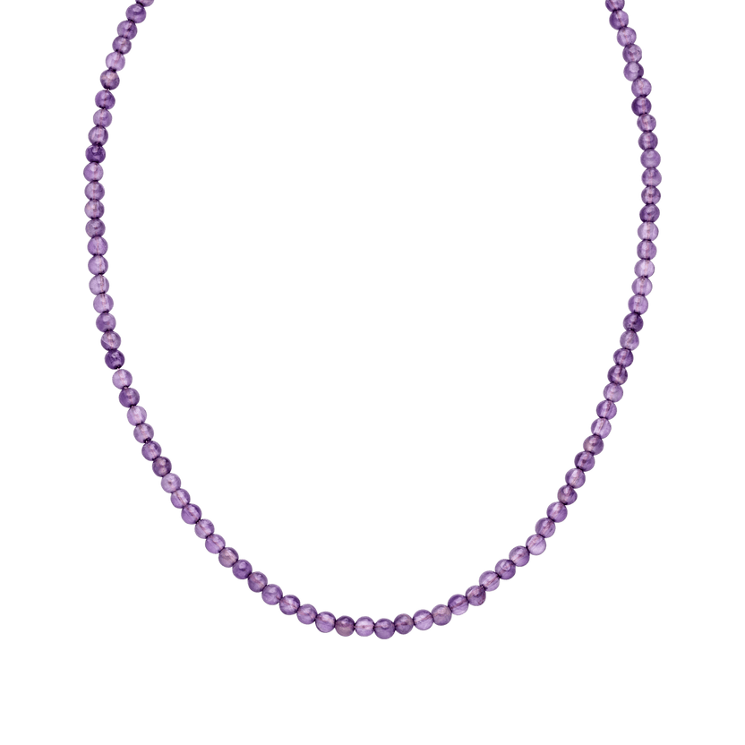 PURELEI Amethyst Kette mit echten Amethystperlen, roségoldenem Edelstahl, zeitlos elegant und feminin.