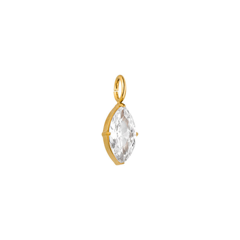 Goldener Anhänger mit klarem Stein, elegant und strahlend, von PURELEI.