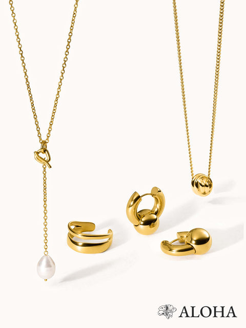 PURELEI Aloha Schmuckset mit goldfarbenem Edelstahl, Perlenanhänger und vielseitigen Designs, zeitlos elegant und nickelfrei.