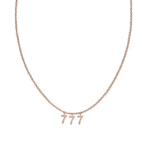 Roségoldene 777 Kette mit Zirkonia-Anhängern und feiner Ankerkette, elegant und feminin von PURELEI