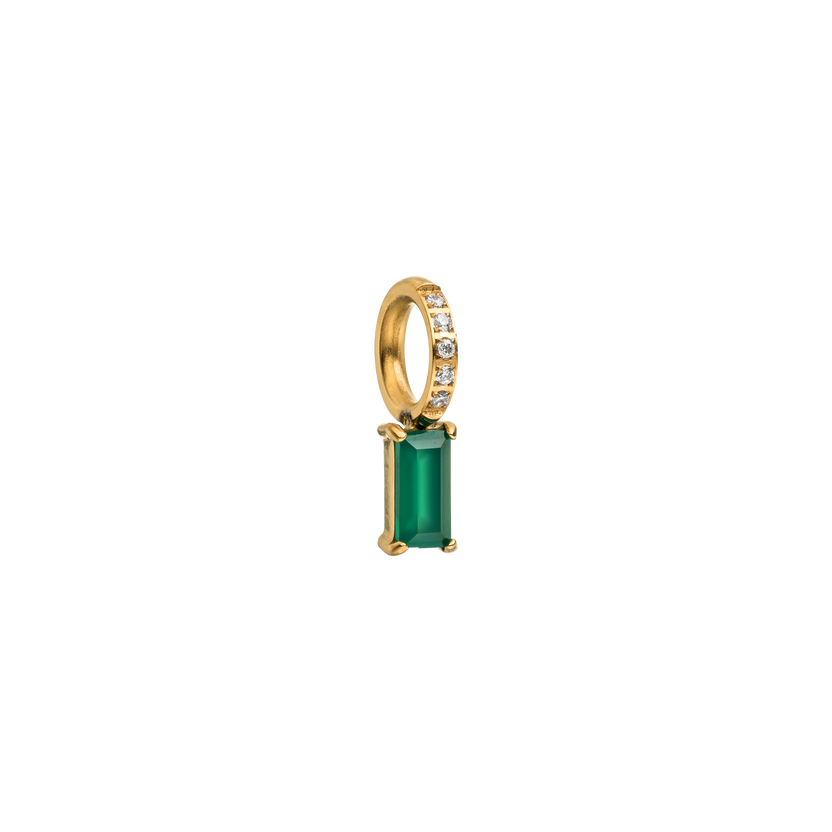 Goldener Anhänger mit grünem Stein und funkelnden Zirkonia, PURELEI.