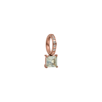Roségoldener Anhänger mit aquamarinfarbenem Stein und funkelnden Zirkonia von PURELEI.