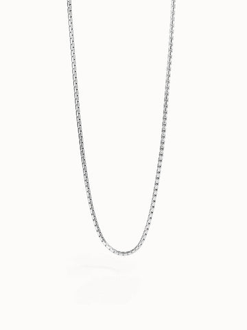 PURELEI Box Chain Kette aus nickelfreiem, silberfarbenem Edelstahl, schlicht und elegant für vielseitiges Layering.