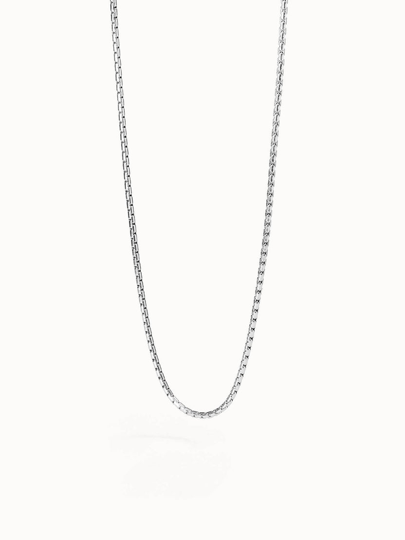 PURELEI Box Chain Kette aus nickelfreiem, silberfarbenem Edelstahl, schlicht und elegant für vielseitiges Layering.