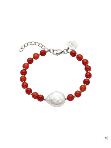 Roter Achat Pearl Armband