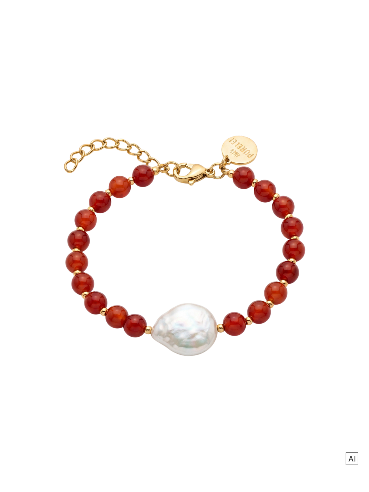 Roter Achat Pearl Armband