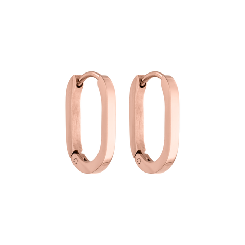 Roségoldene Creolen von PURELEI mit modernem, elegantem Design.