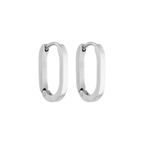 Silberne Creolen mit modernem Design von PURELEI, elegant und zeitlos.